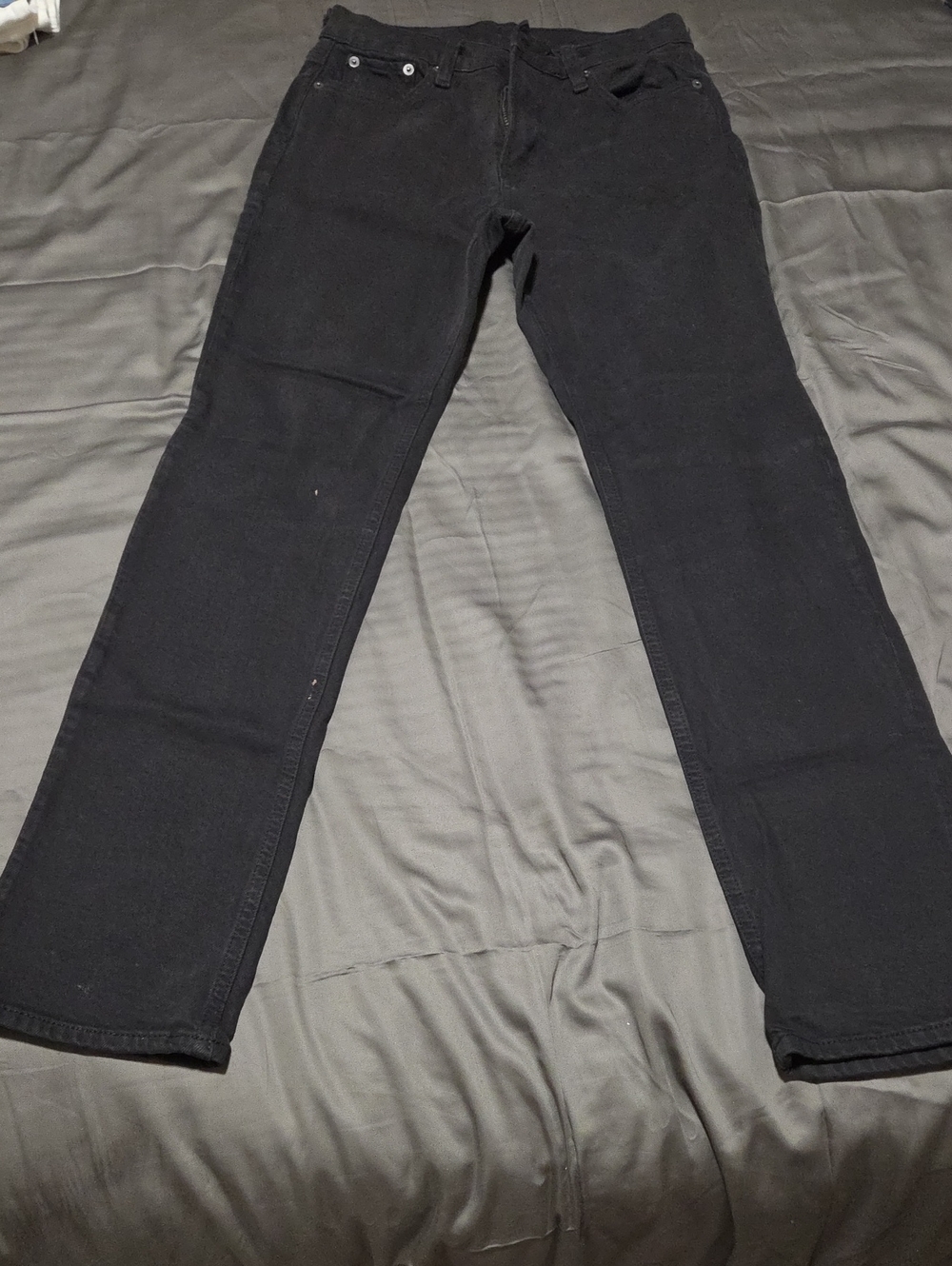 Black Wash Straight-Leg Jeans